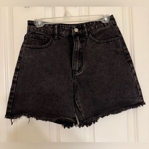 Black High Rise Frayed Hem Shorts Size Small
